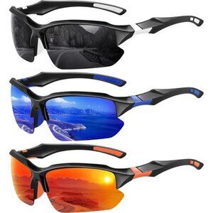 Mens Polarized Sports Sunglasses - UV Protection Half Frame Sun Glasses Gifts